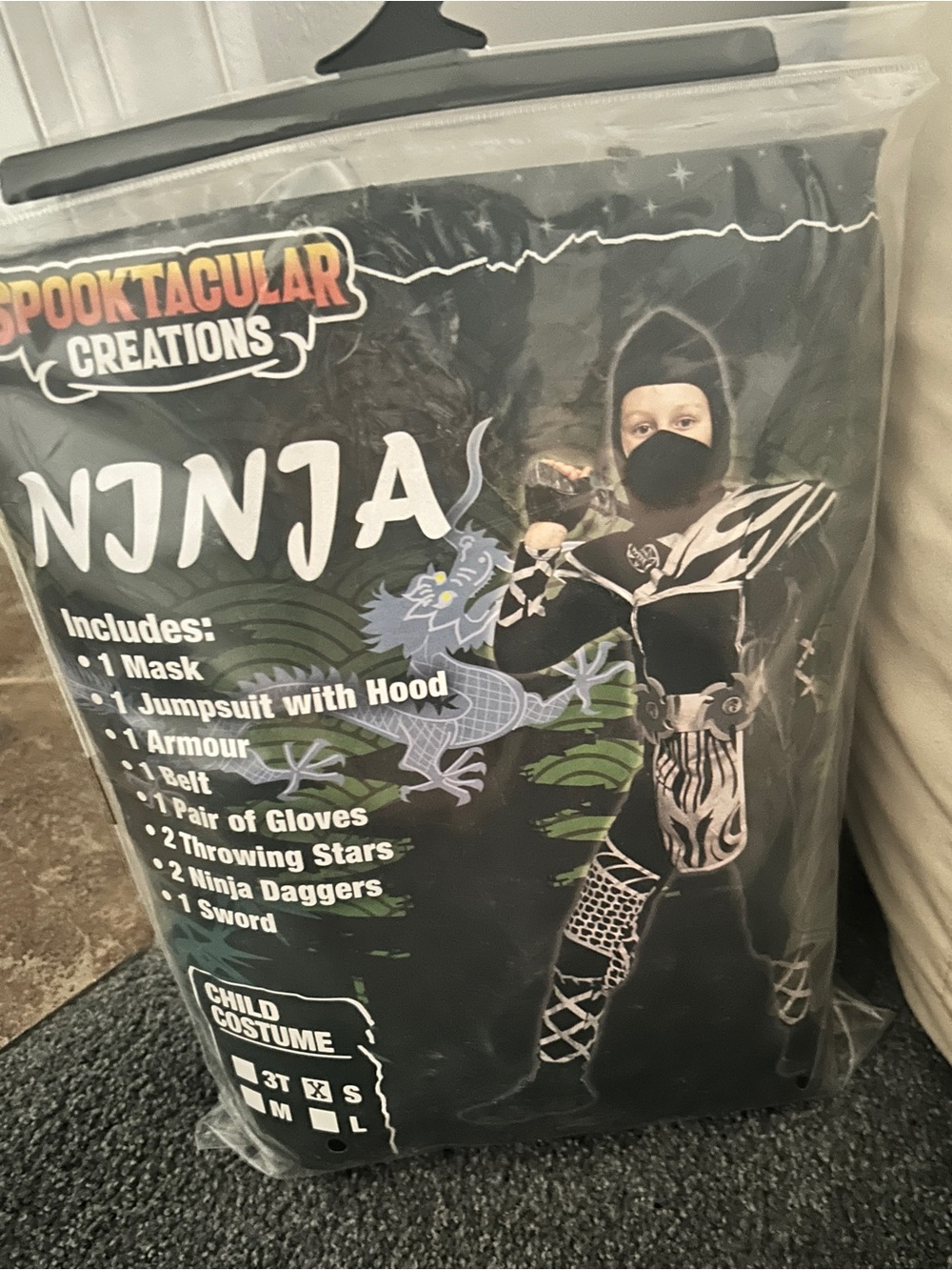 Kids Ninja Costume - Black & Silver